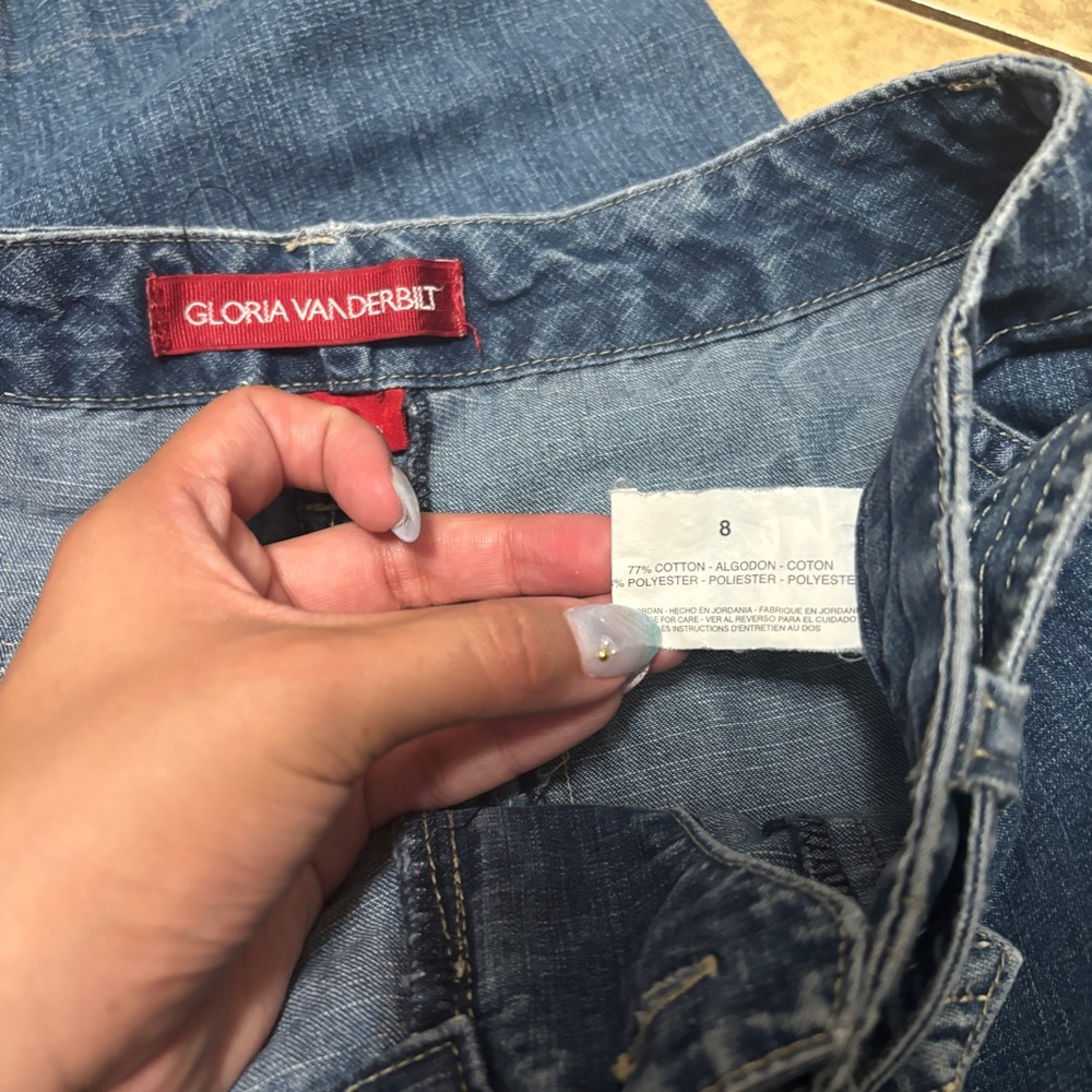 Gloria Vanderbilt y2k Cargo Capri Denim Pants Size 8 - Picture 10 of 12